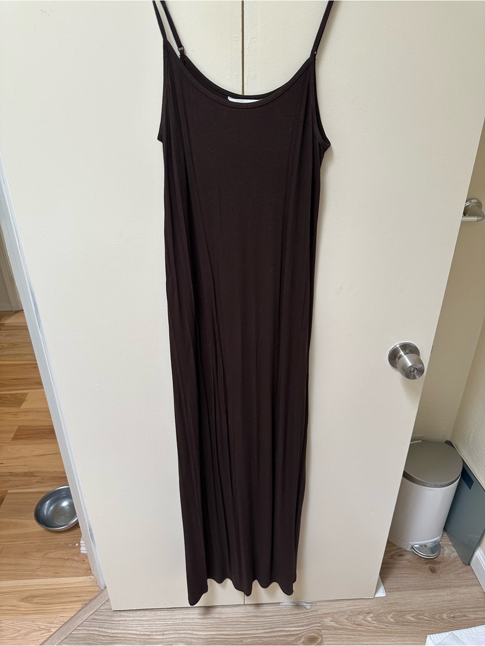 H&M Dark Brown Maxi Slip Dress with Spaghetti Straps